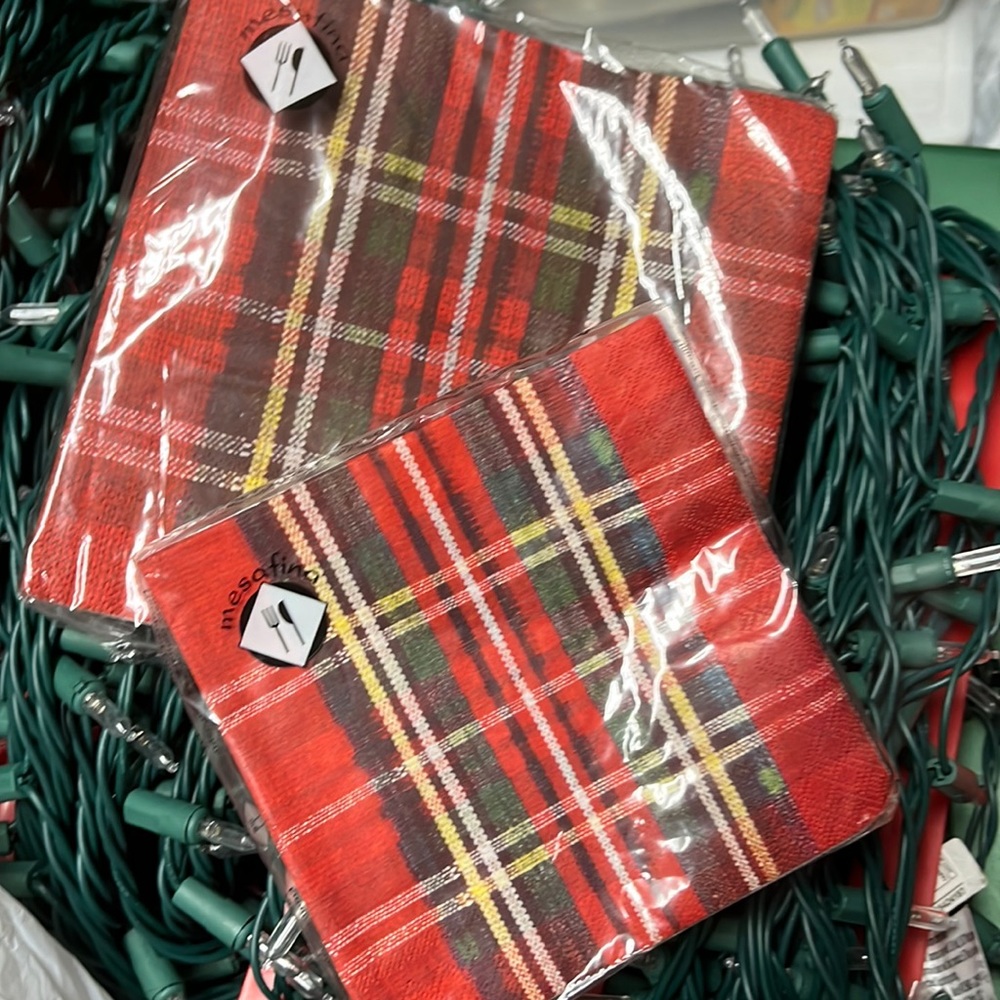 40 Holiday Napkins Tartan Red Plaid Cocktail & Luncheon Christmas